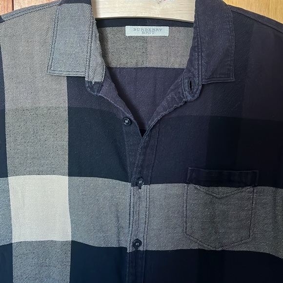 BURBERRY BRIT Black Tan Plaid Flannel Checked Button Down - Picture 3 of 7